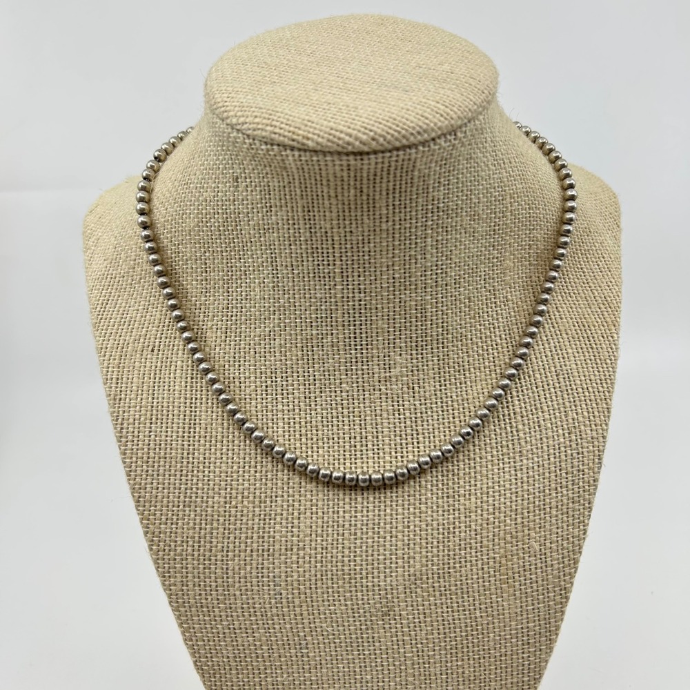 Vintage Solid Sterling Silver Italy Beaded Necklace Collar Necklace 925 16 grams